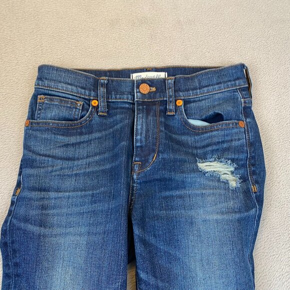 Madewell Women's Jeans Size 25 High Riser Skinny Distressed Dark Wash Stretch - Picture 8 of 13